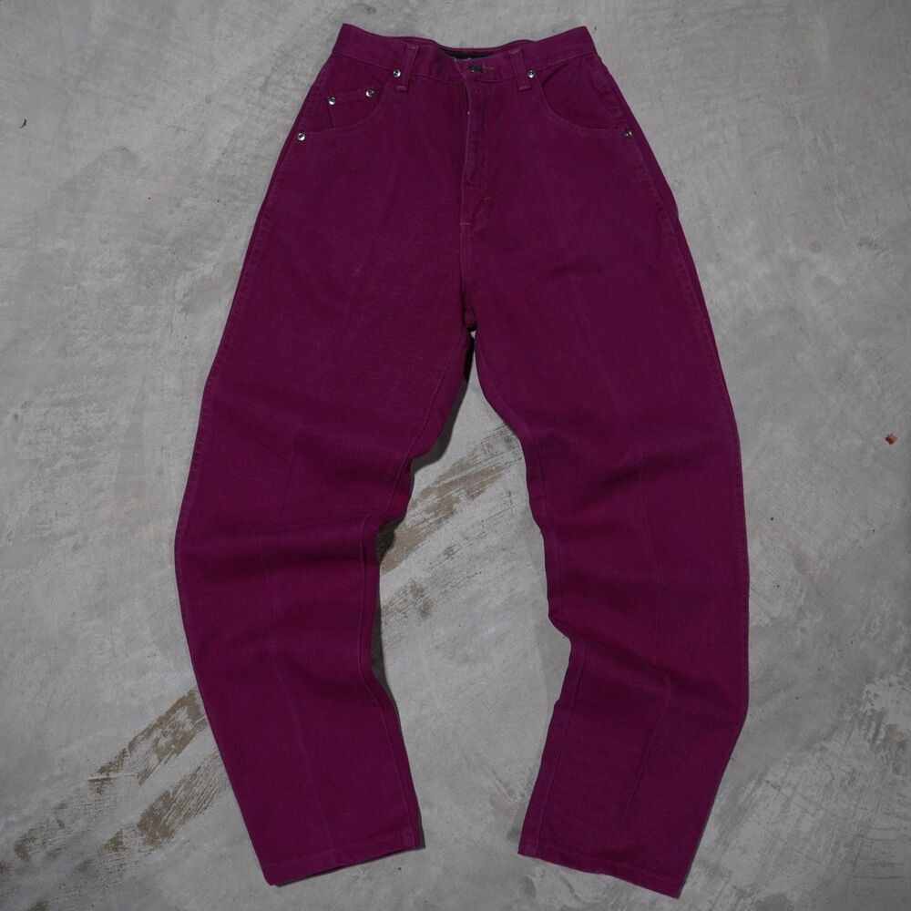 80s Wrangler Silver Lake Jeans Womens 9/10 x 34 Magenta Pink High Waist Made USA